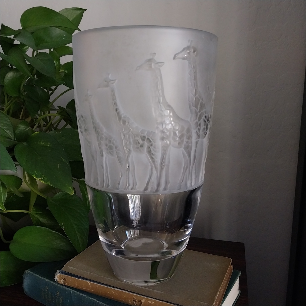 Nachtmann Crystal Glass SAFARI LINE Giraffe Vase 3D Frosted And Clear - Picture 3 of 11